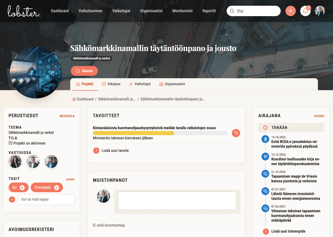 Vaikuttamisprojekti Lobsterissa