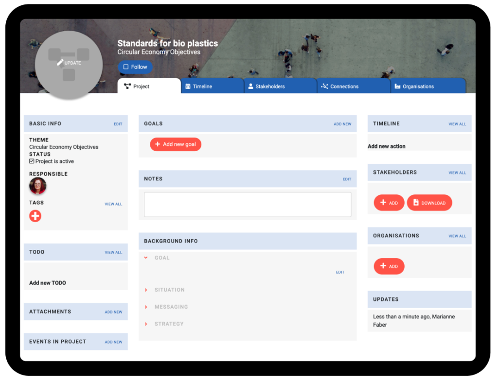 A newly created, empty project in Lobster.