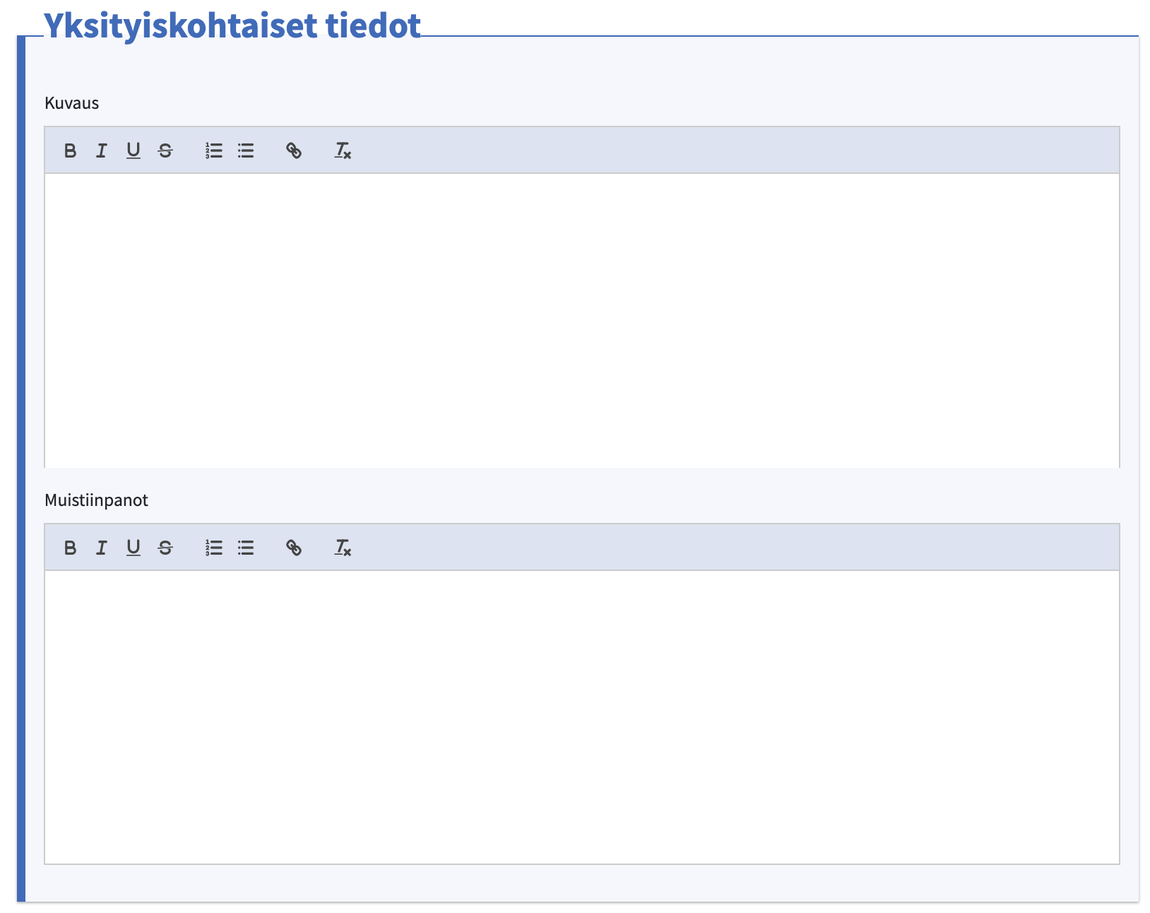 Teeman kuvaus- ja muistiinpanot-kentät Lobsterissa