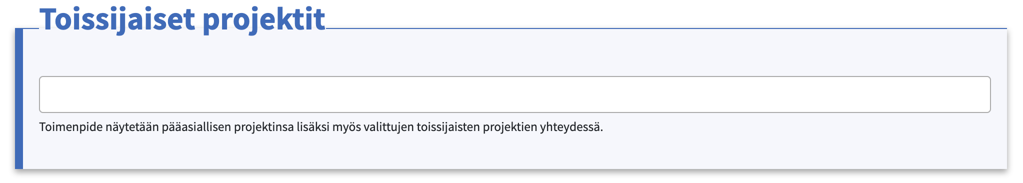 Toimenpiteen toissijaisten projektien valinta Lobsterissa