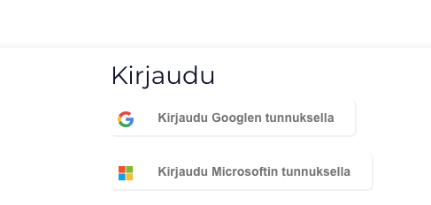 Google- ja Microsoft-kirjautumisen painikkeet Lobsterissa