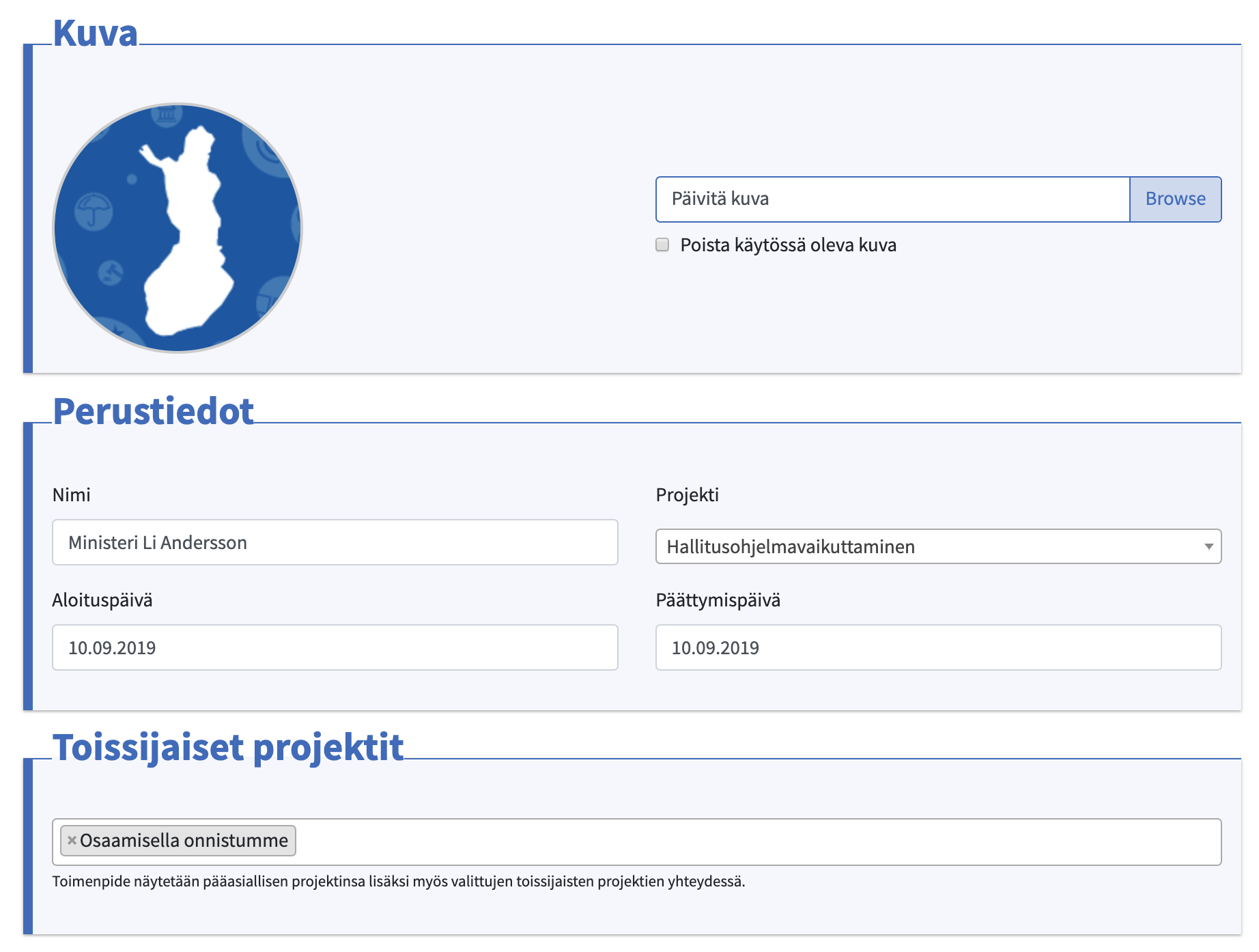 Toissijaisten projektien valinta toimenpiteelle Lobsterissa